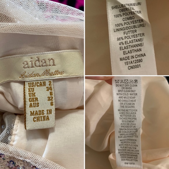 AIDAN BY AIDAN MATTOX Champagne Silver Halter Sequin Illusion Cut Open Back Gown - Picture 14 of 15